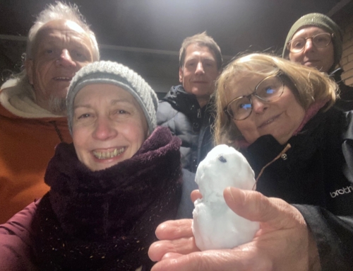 Müllsammeln und Meditation im Schnee in Bielefeld